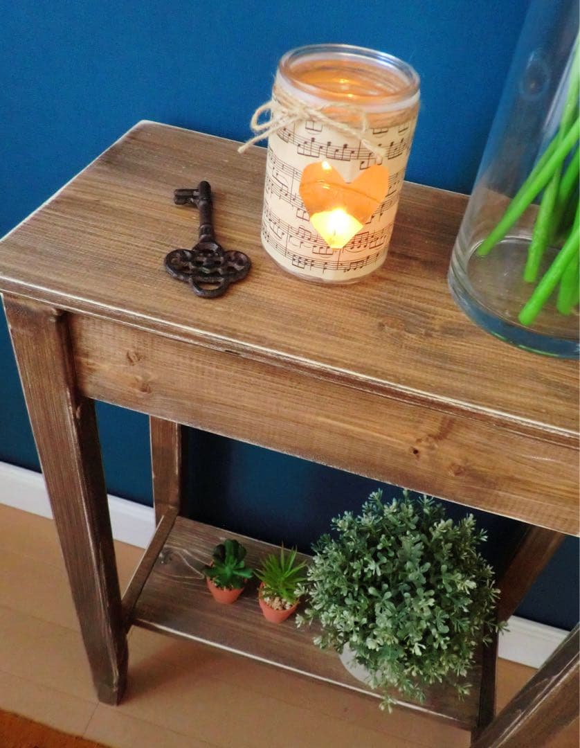 【木製スリムテーブル-B】花台/アンティーク/フラワースタンド/玄関