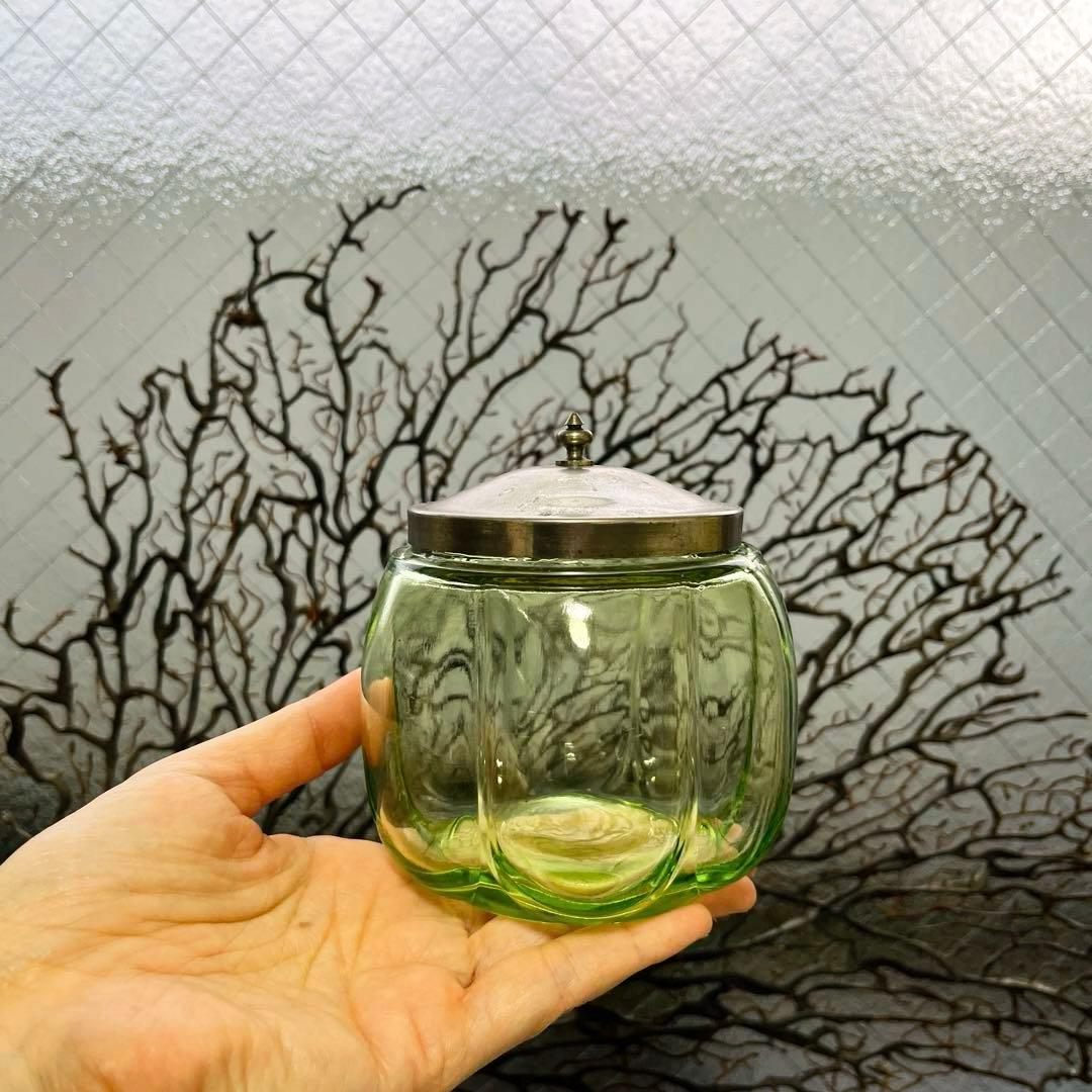 骨董　時代ガラス　希少　南京型　小振り　飴屋瓶　キャンディポット 小物入れ