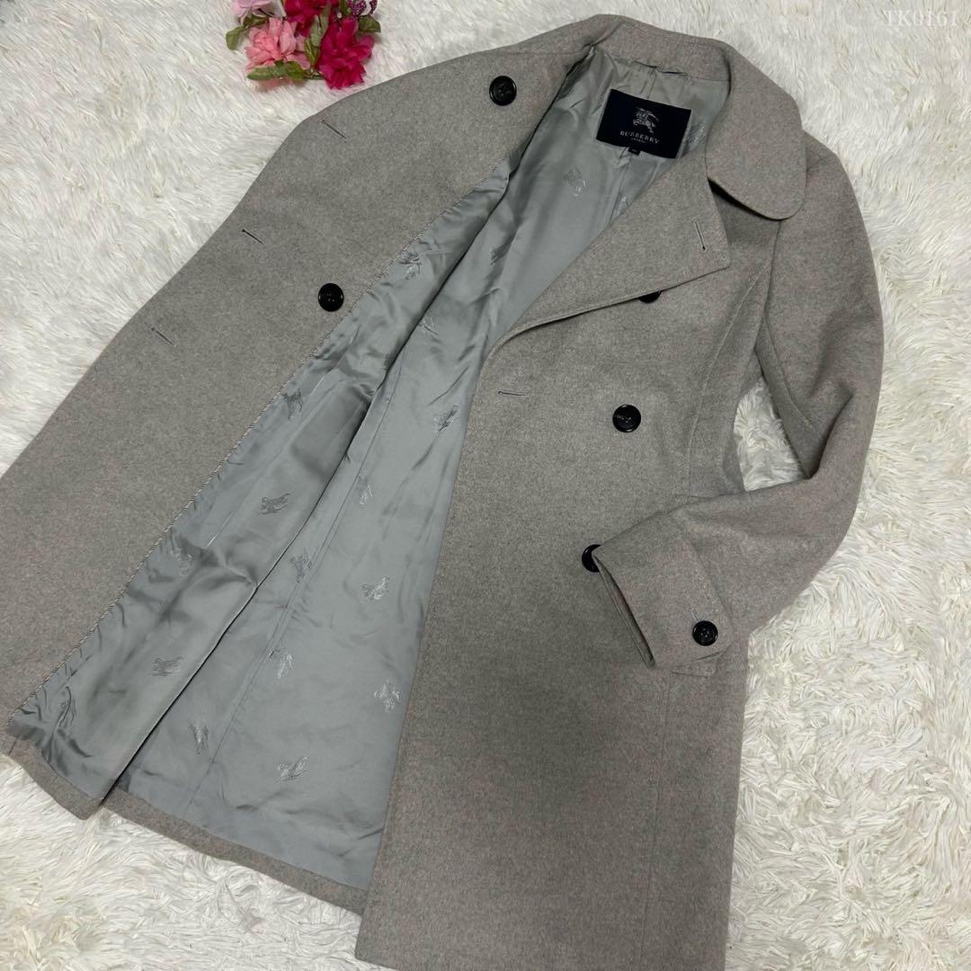 【極美品/L】バーバリーロンドン チェスターコート アンゴラ Aライン グレー