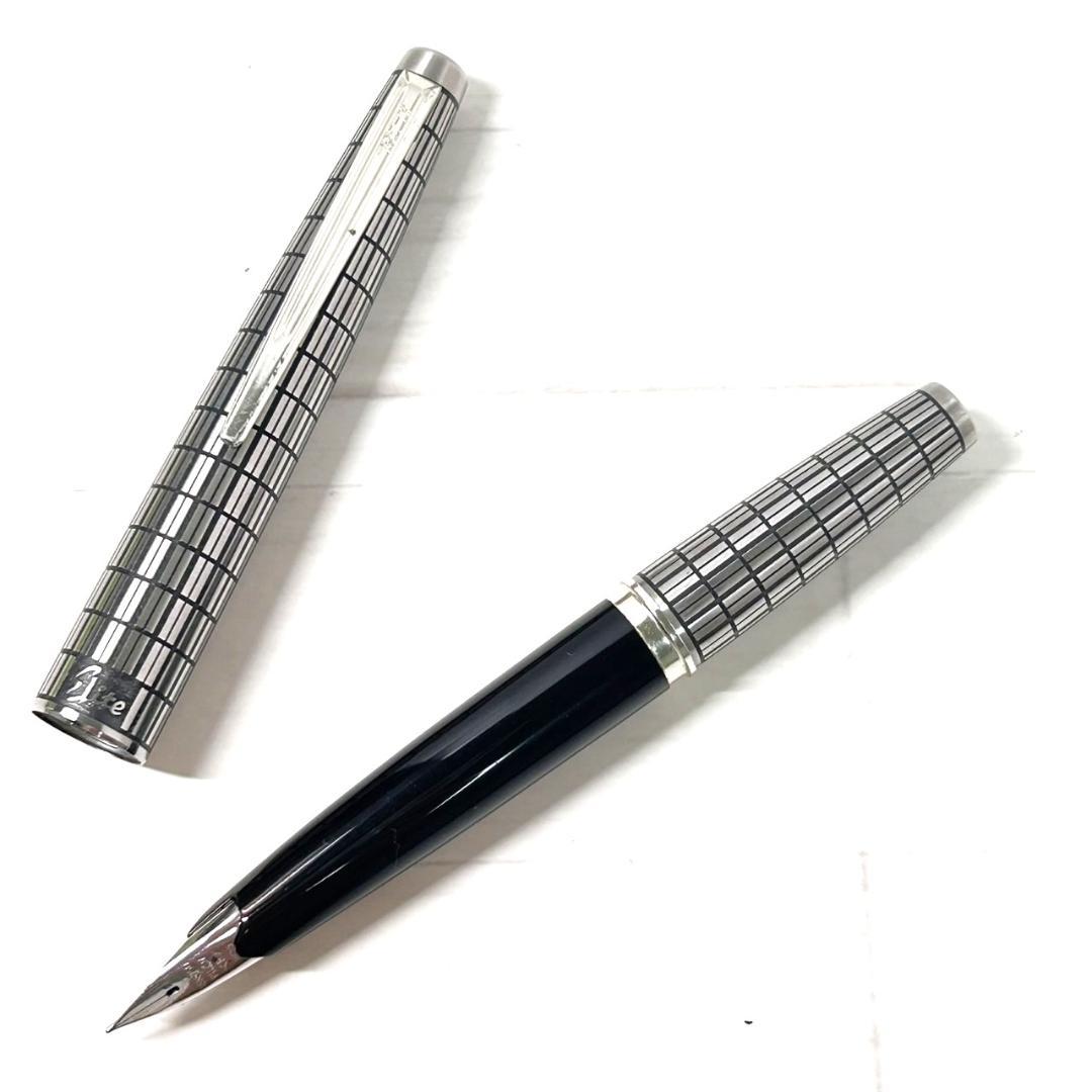 パイロット 万年筆 エリート シルバー格子 H675 18K F レア U128