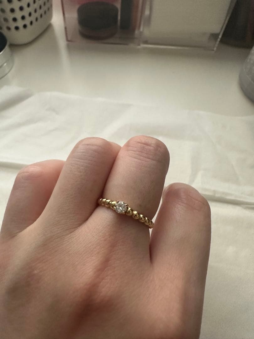 天然ダイヤモンド　K18YG リング12-13 号