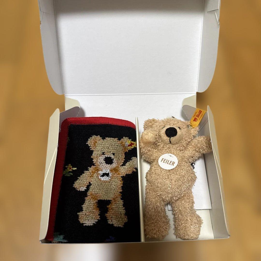 FEILER シュタイフ　steiff キーチェーンハンカチセット