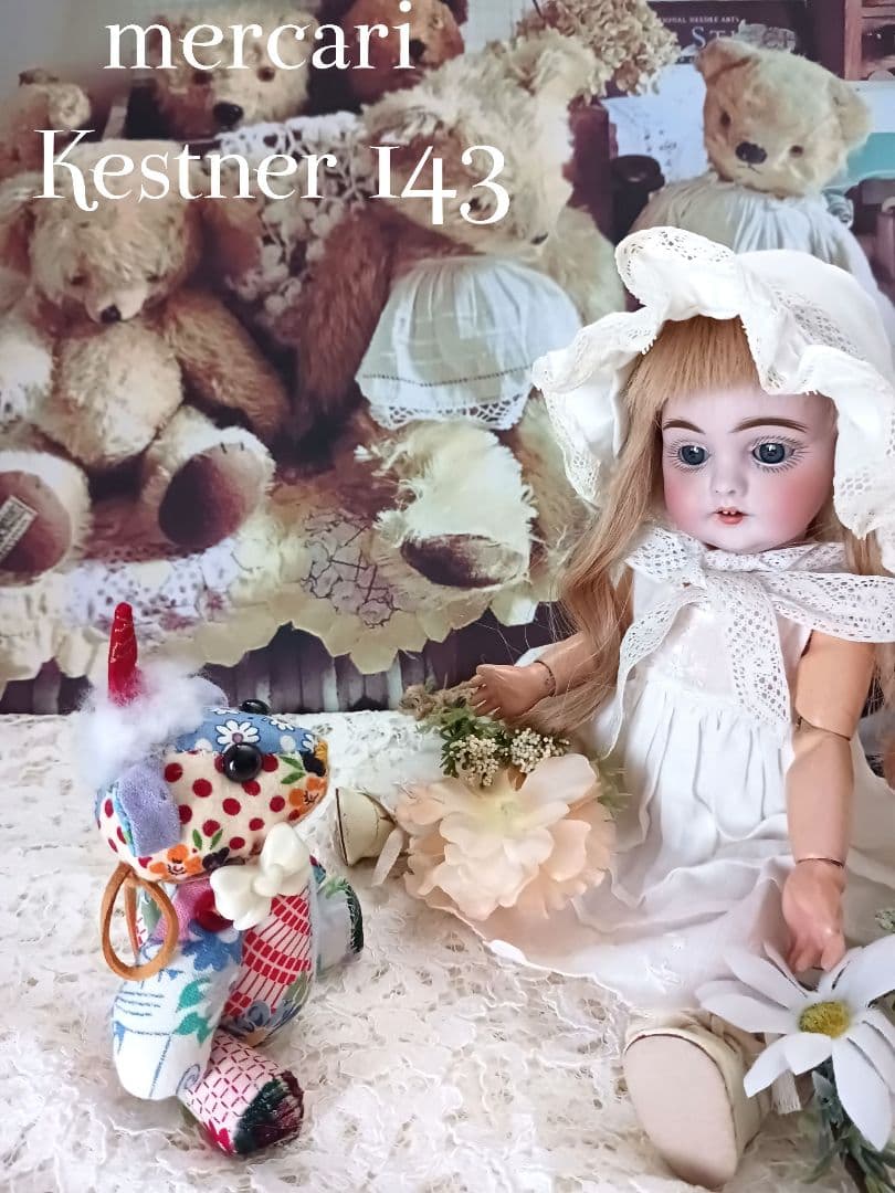アンティークドール/ブルーの瞳色白の可憐で美しいケストナー143/Kestner
