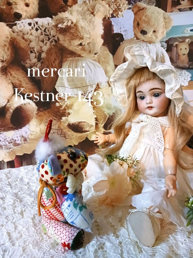 アンティークドール/ブルーの瞳色白の可憐で美しいケストナー143/Kestner