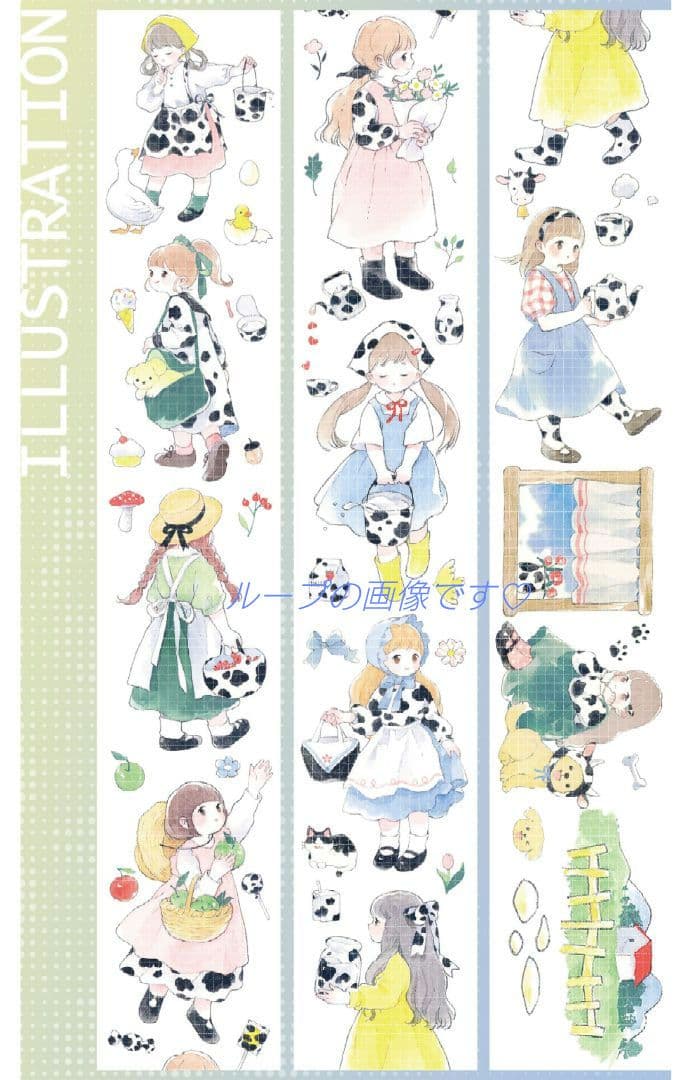 ✩再販✩J509＃牛奶妹妹(PET)吾心切り売り海外人物マステ女の子