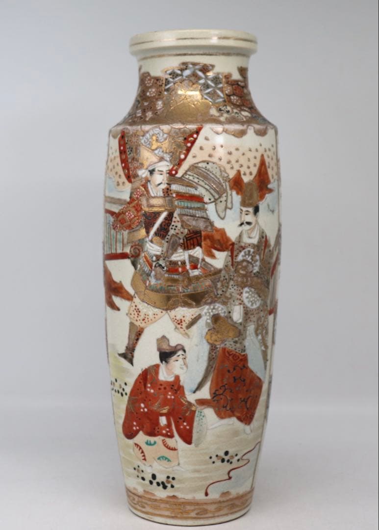 明治期　本薩摩　人物紋瓶1対　極上金彩　アンティーク　送料込み250708