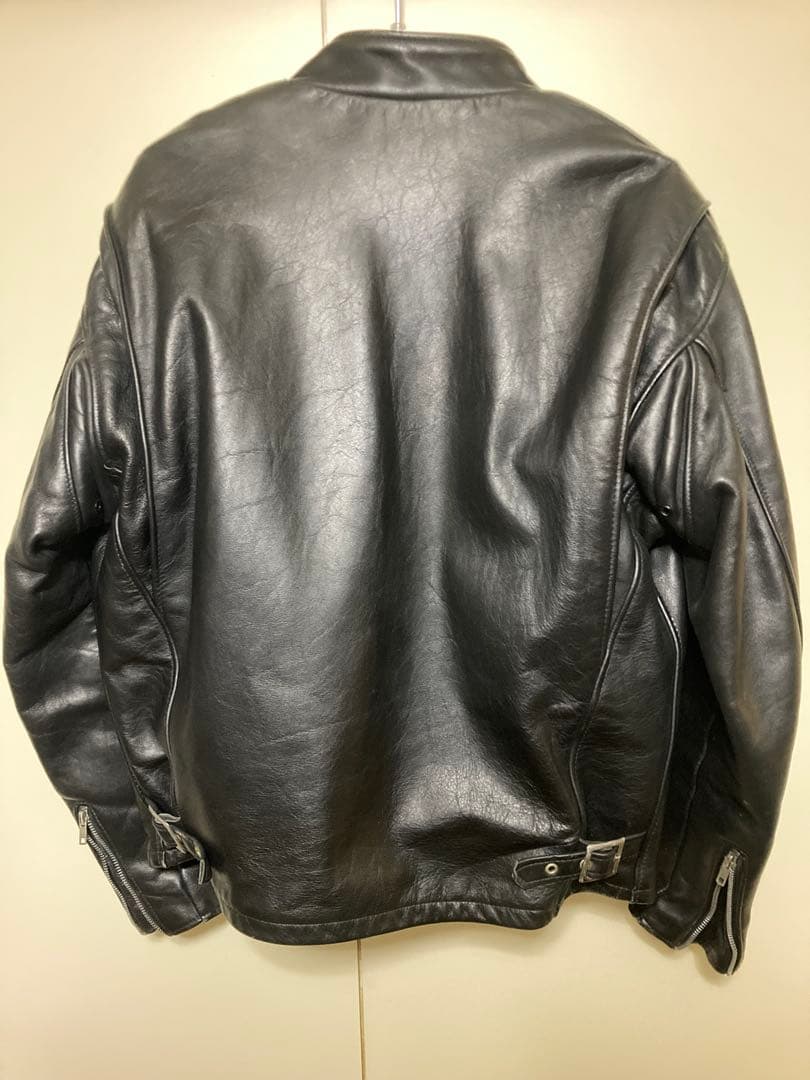 Schott ブラックレザー シングルライダースジャケット 40