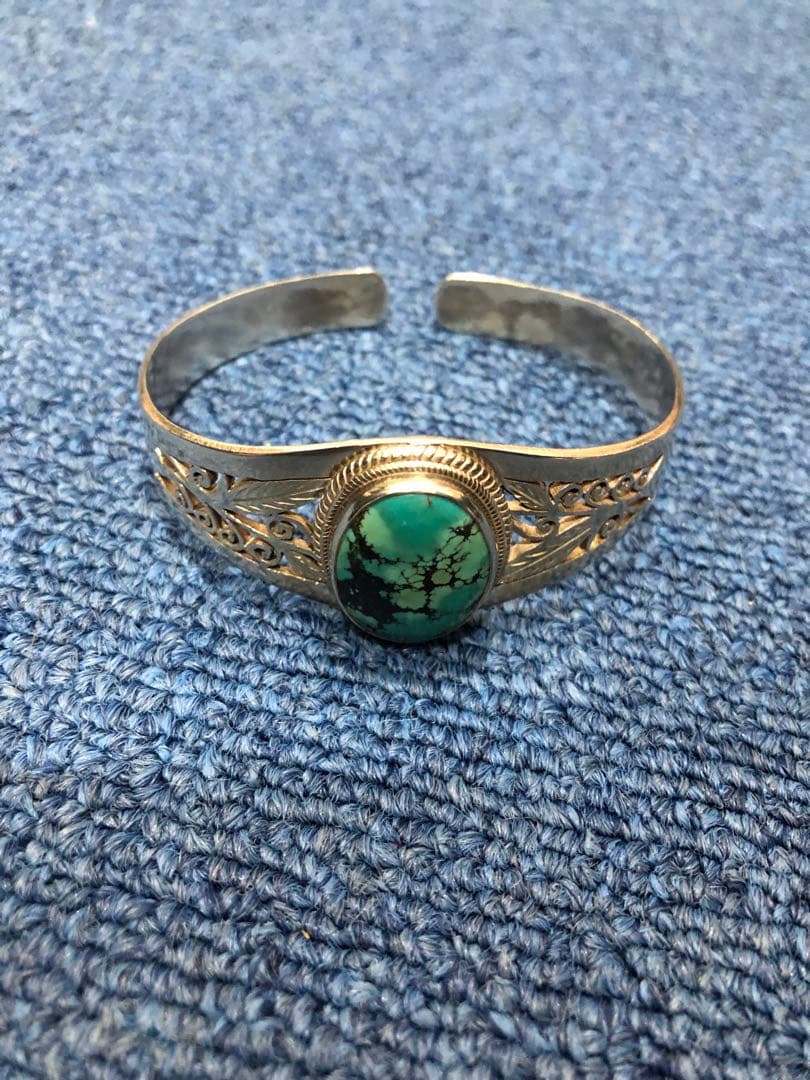 専用ターコイズ インディアンジュエリー シルバー製 シルバーバングル