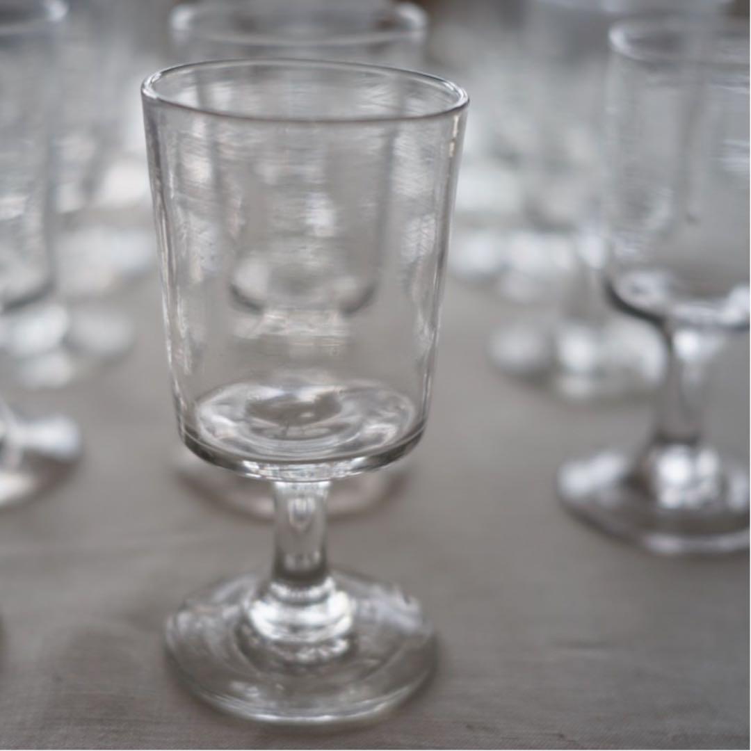 フランスアンティーク 吹きガラスのワイングラス1客