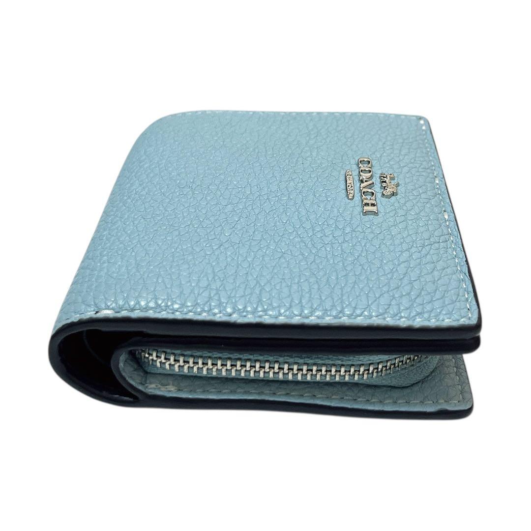 【完売カラー★未使用】COACH 2つ折り財布 スナップウォレット ライトブルー