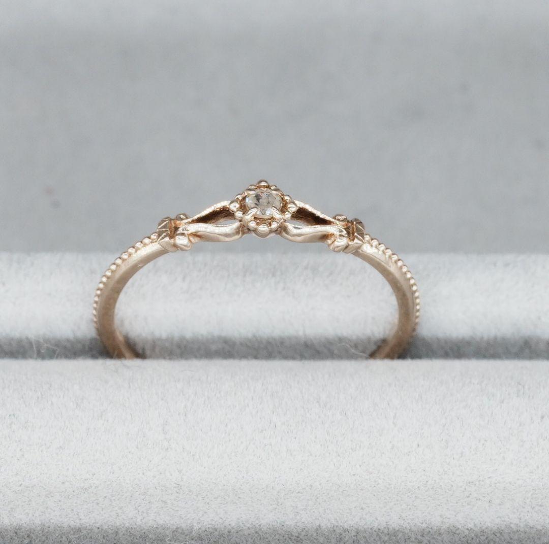 agete K10 ダイヤ リング アンティーク調