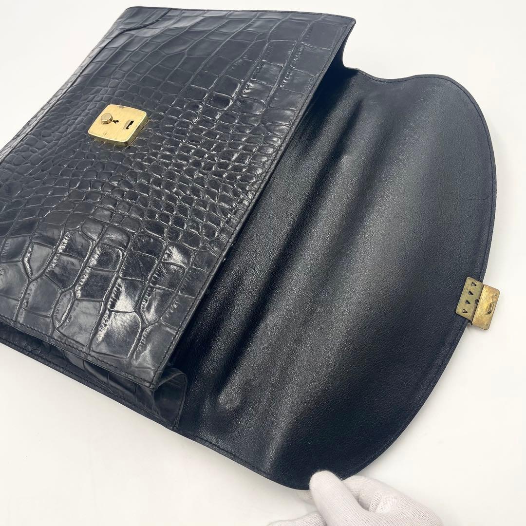 【極美品】BALLY クロコ型押しレザー ビジネスバッグ ブリーフケース A4可