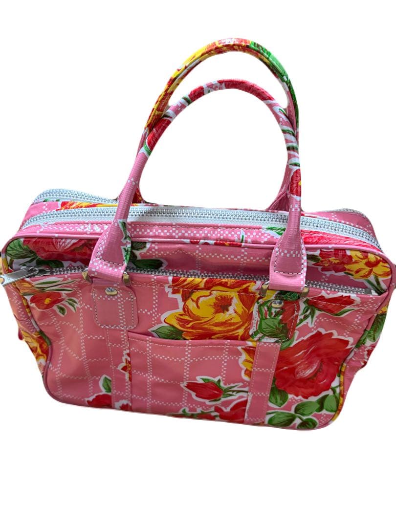 コムデギャルソンガール　ピンク花柄バッグ