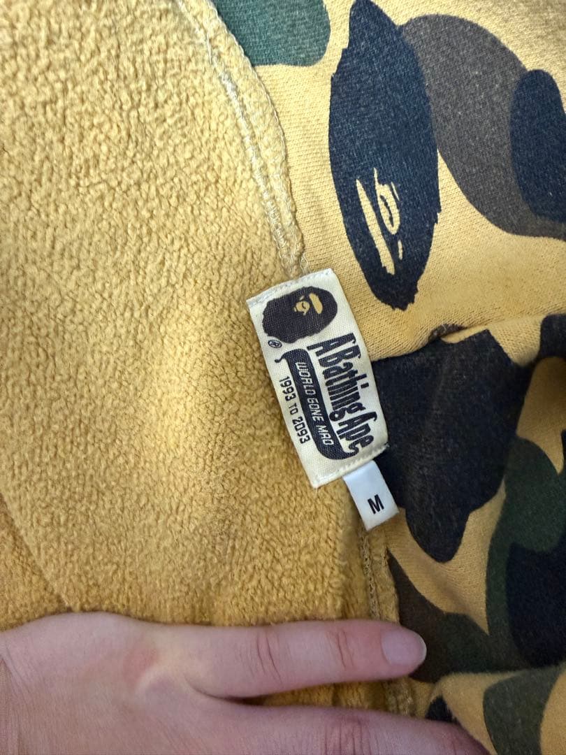 ベイシング エイプ APE シャーク ジップ パーカー カモ柄 迷彩 イエロー