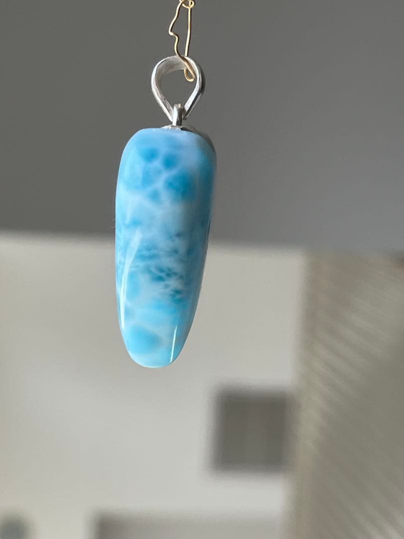 天然石☆高品質！ラリマーハート型ペンダントトップ☆ラリマーらしい模様が美しい！