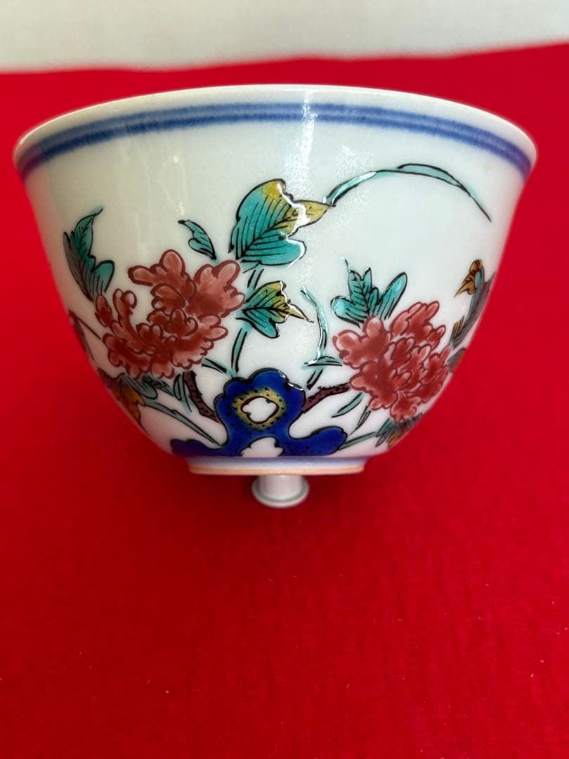 人間国宝 初代 徳田八十吉作 古九谷写意 汲出茶碗 十客 管理T289