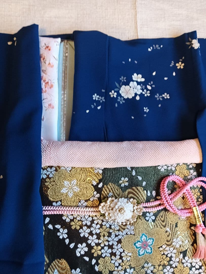 ロイヤルブルー 桜尽くし　金彩技法　振袖フルセット　美品　丈160 裄66