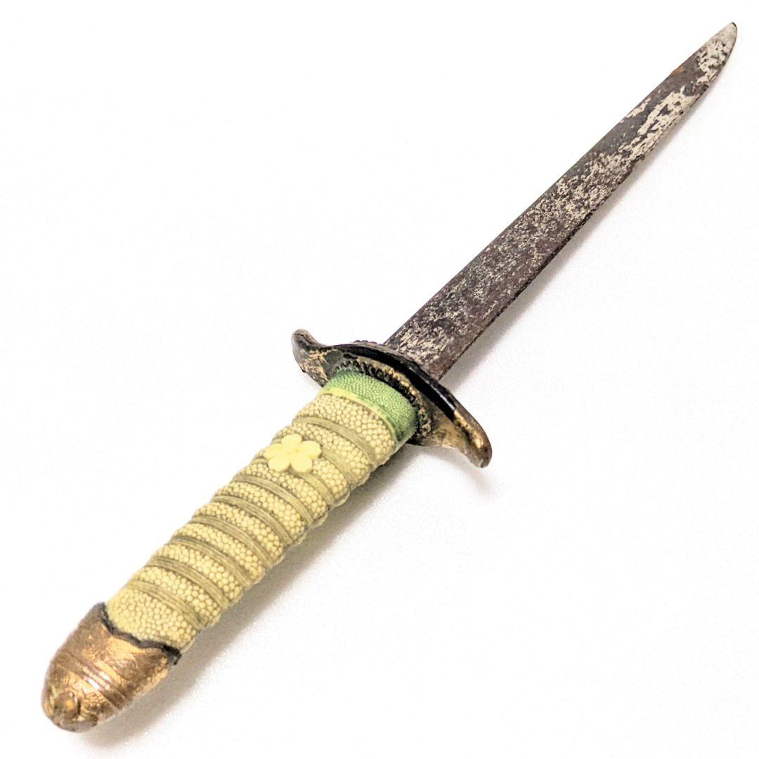 【当時物】旧帝国海軍 士官短剣 模造刀身入り 指揮刀 太幅 鮫皮鮫革鞘【２環吊】