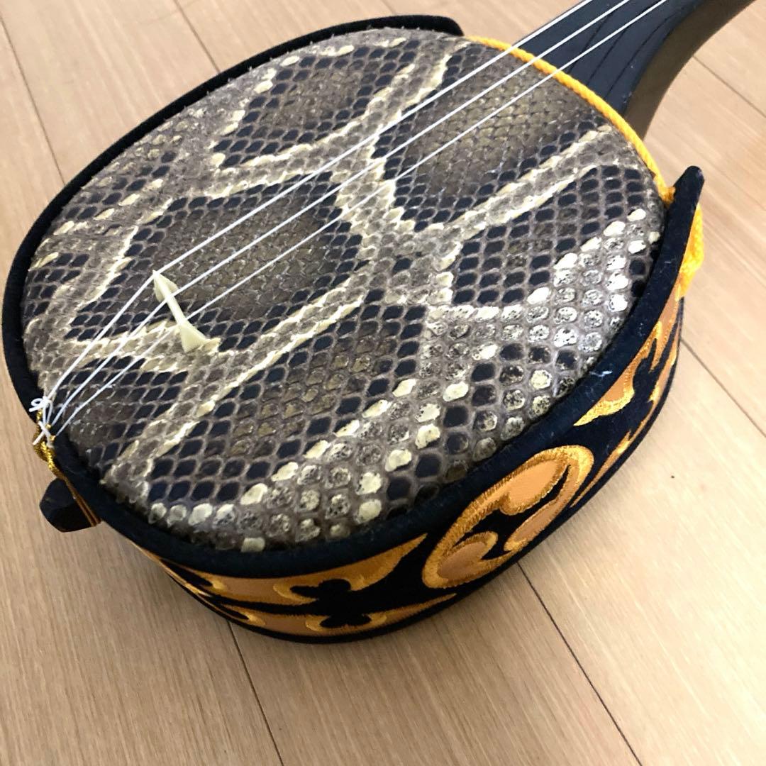 沖縄三線　蛇本革　ケース付き