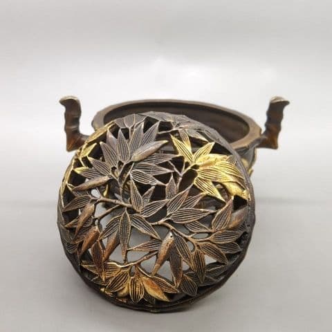 銅製 重工 彫刻 竹の香り炉 茶道具 香道具 装飾品 工芸品 美術品 置物