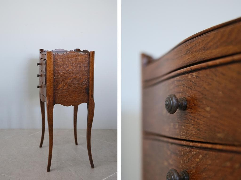 フランスアンティーク木製ベッドサイドキャビネット/ナイトテーブル90-143-3