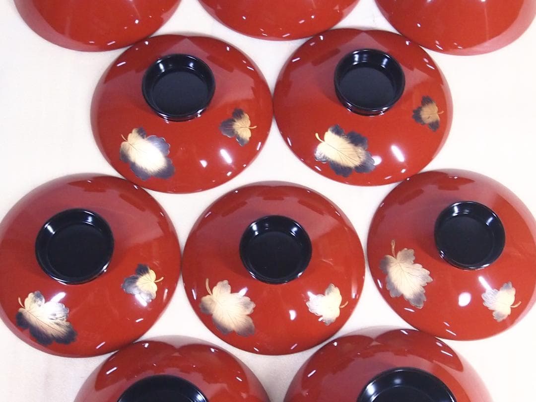 【良品】輪島塗 美術漆器 菊詰沈金 吸物椀5客 汁椀/お椀 輪島漆器商会 食器