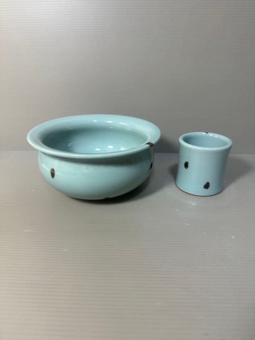 2447 茶道具 皆具 飛青磁 鼓形 横山瑞祥作