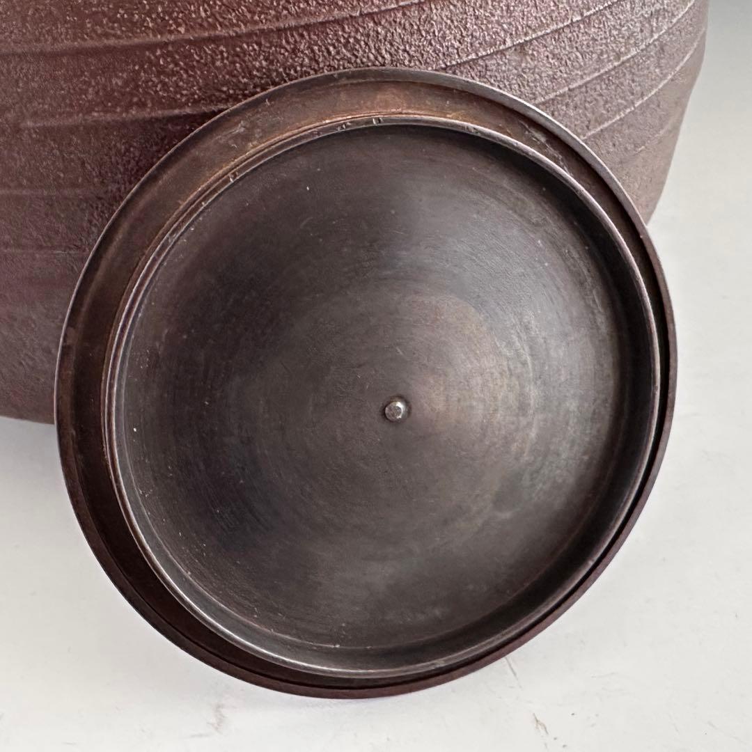 茶道具　平丸　筋入釜　高橋敬典　共箱　鋳物　山形　茶会　稽古　茶釜　茶の湯