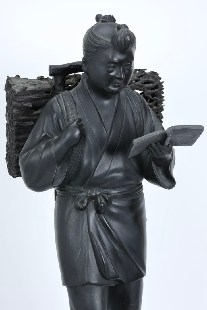 r*3様 二宮金次郎像 青銅製ブロンズ像 特大80cm 陽峰作 時代物 古美術