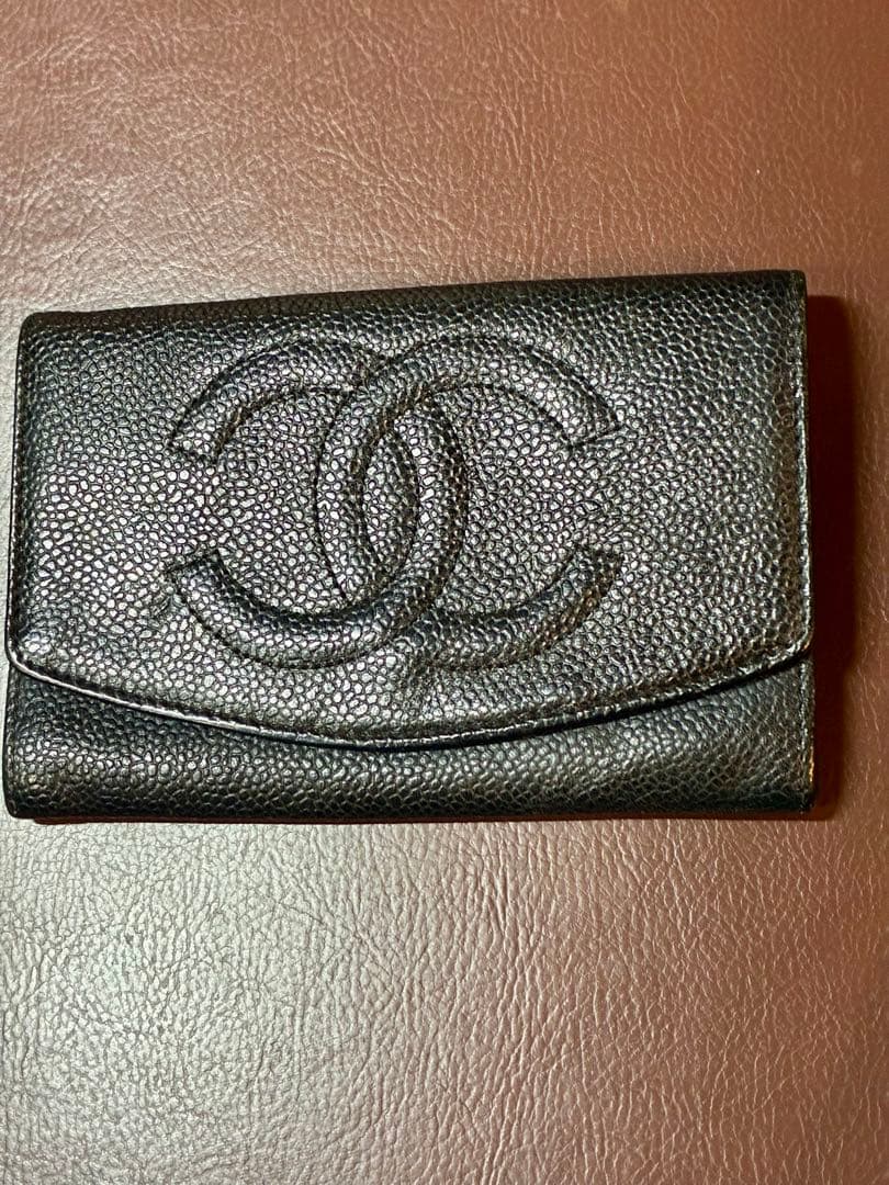 カブタロウサマ向け　CHANEL 二つ折り財布 ブラック レザー