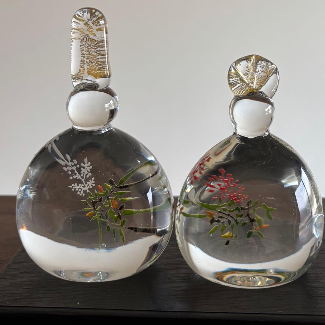 ◻️ガラス作家 金津沙矢香さん◻️ガラスのおひな様 南天◻️新品未使用