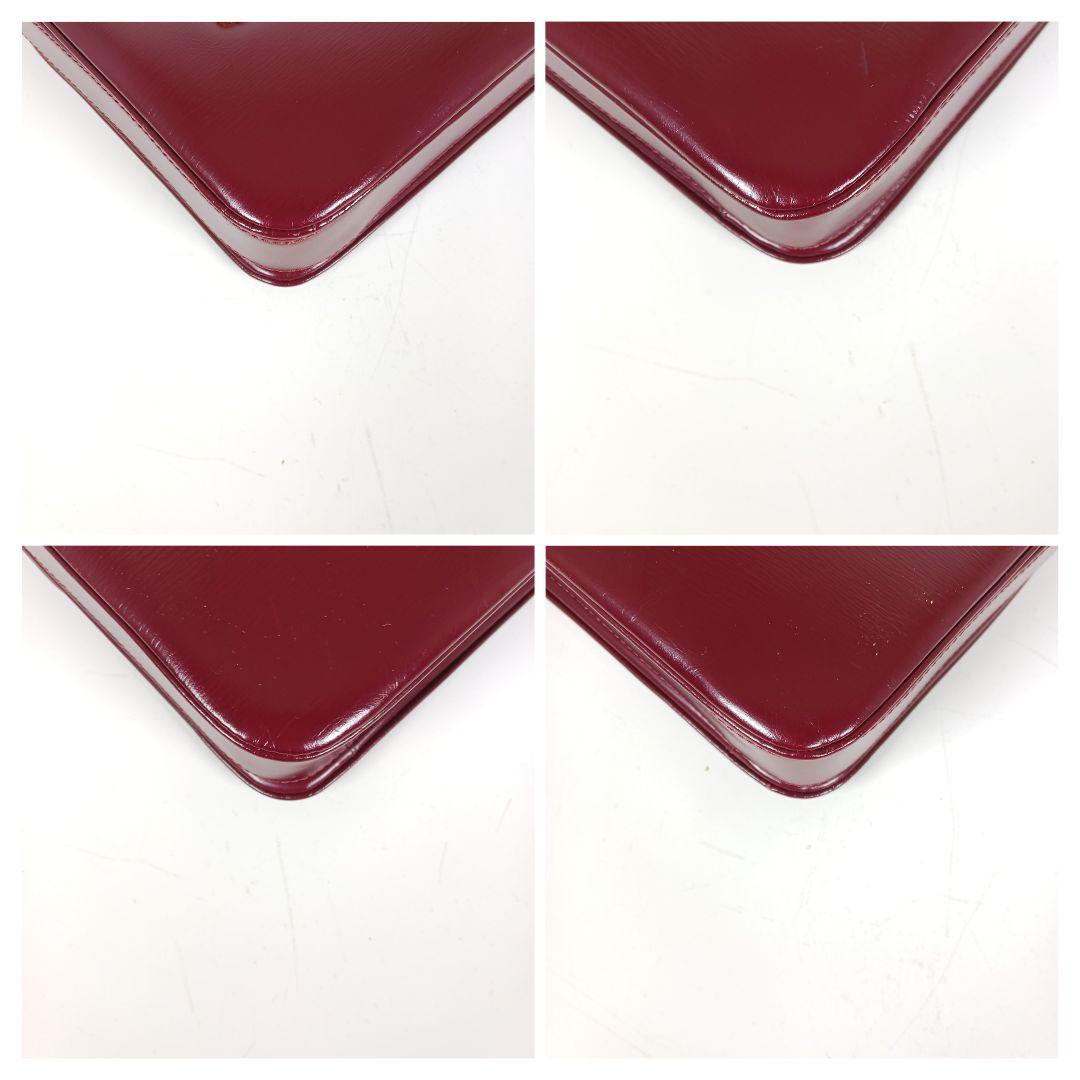 ランバン ヴィンテージ スムースレザー ハンドバッグ 光沢 ボルドー