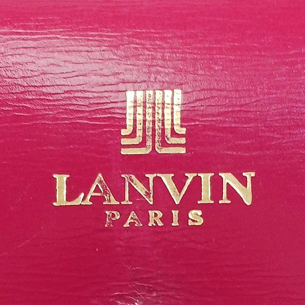 ランバン ヴィンテージ スムースレザー ハンドバッグ 光沢 ボルドー