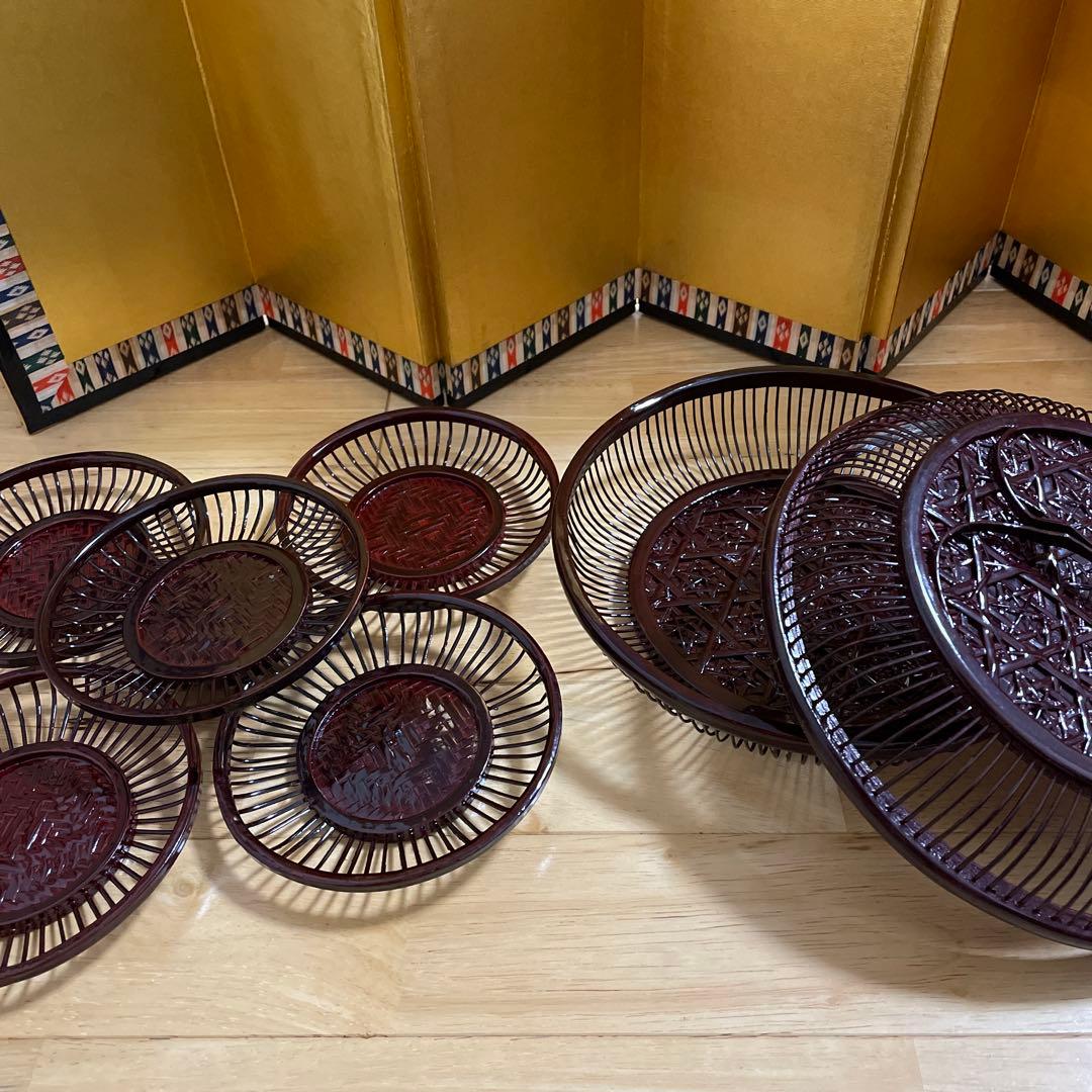 嵐山　竹細工　菓子器　茶托