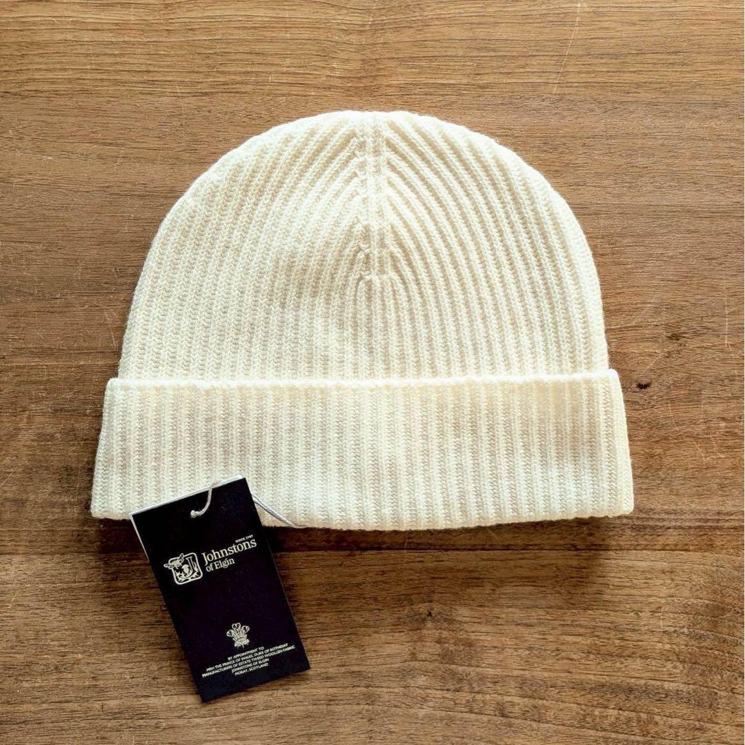 新品 ジョンストンズ オブ エルガン カシミアリブニットキャップ　秋冬　特価
