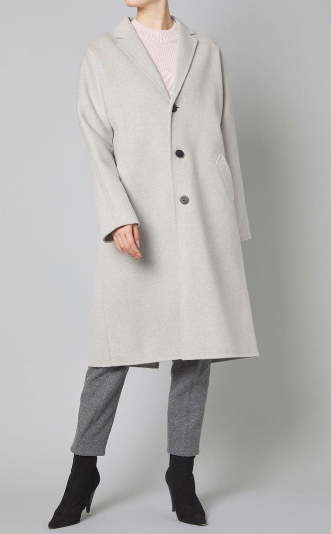GALERIE VIE ウールダブルフェイスチェスターコート　ライトグレー