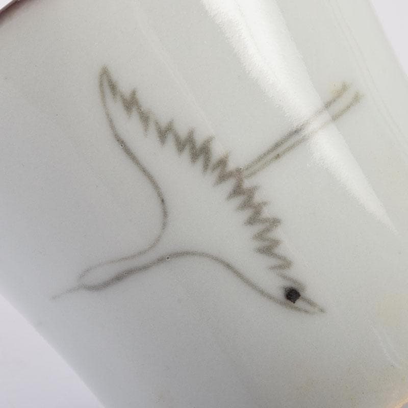 韓国美術　慶安窯　青磁白磁　鶴文　蓋置　一双　共箱　V　8649