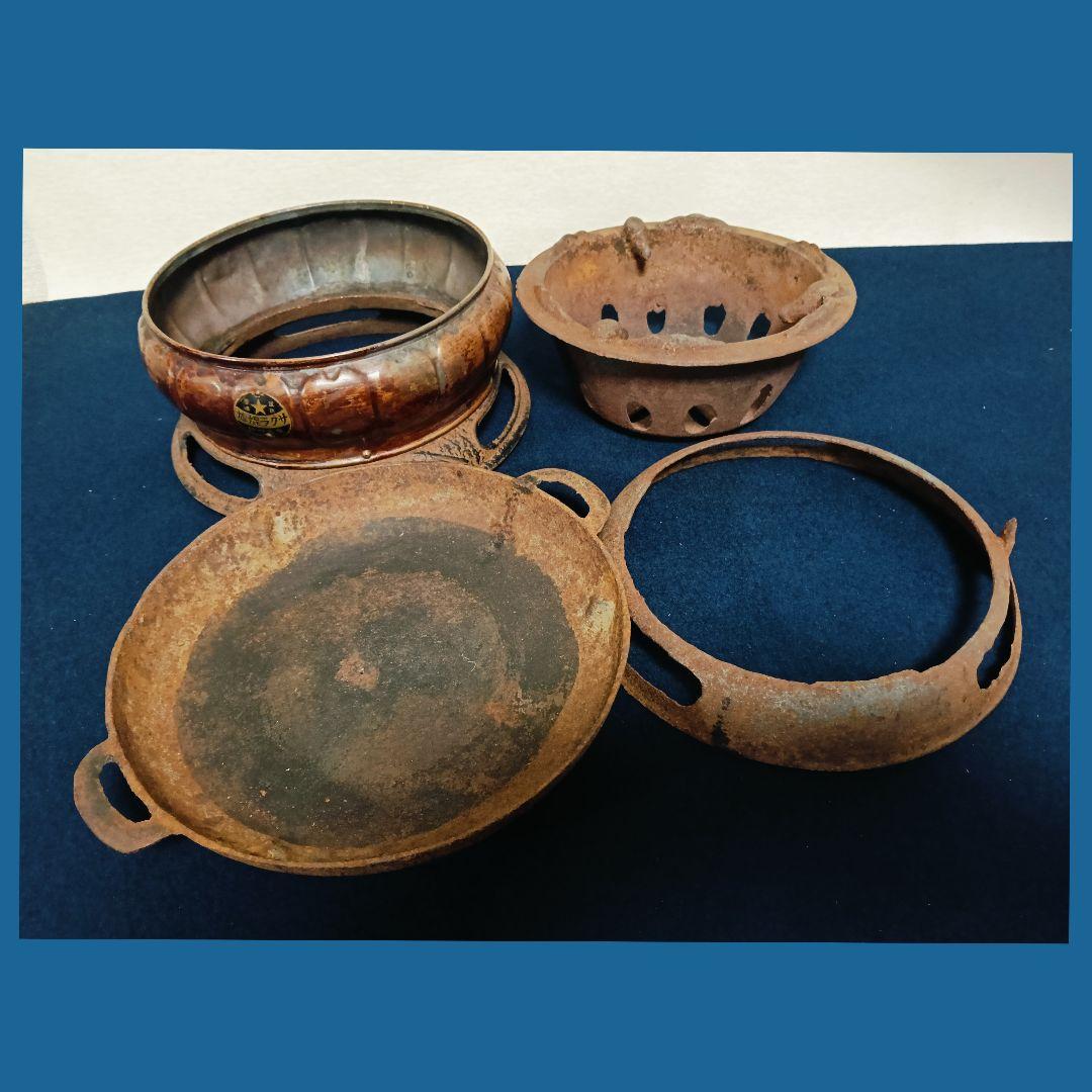 1080AL57 当時物 瓶掛 煉炭焜炉 サクラコンロ 鉄製銅製 松竹梅