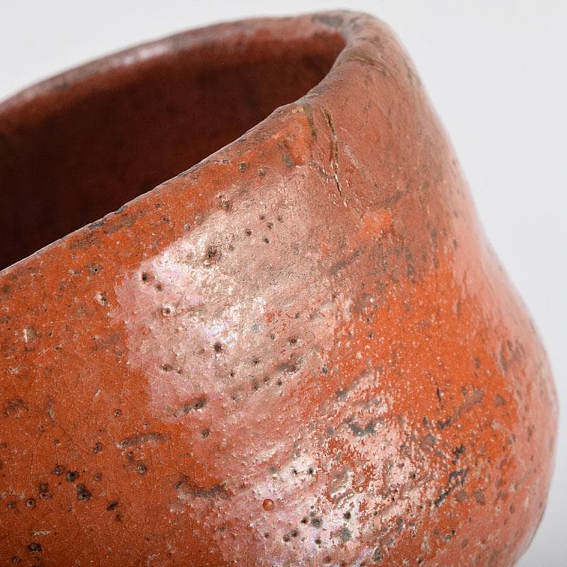 茶道具　楽吉左衛門　九代　了入作　赤楽茶碗　時代箱　V　R9379