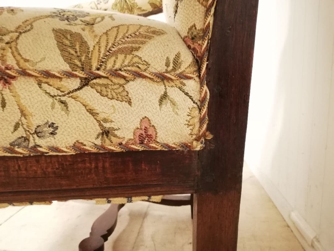 アンティーク ゴブラン織 ウイングバックアームチェア フランス 生地張り替え済