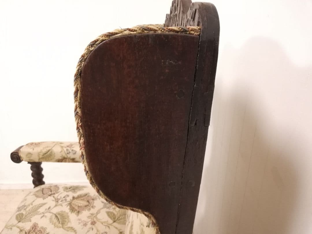 アンティーク ゴブラン織 ウイングバックアームチェア フランス 生地張り替え済