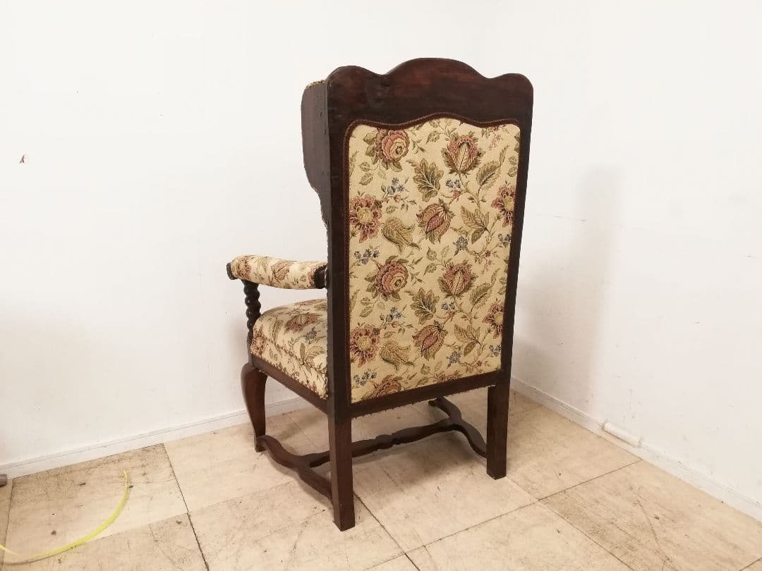 アンティーク ゴブラン織 ウイングバックアームチェア フランス 生地張り替え済