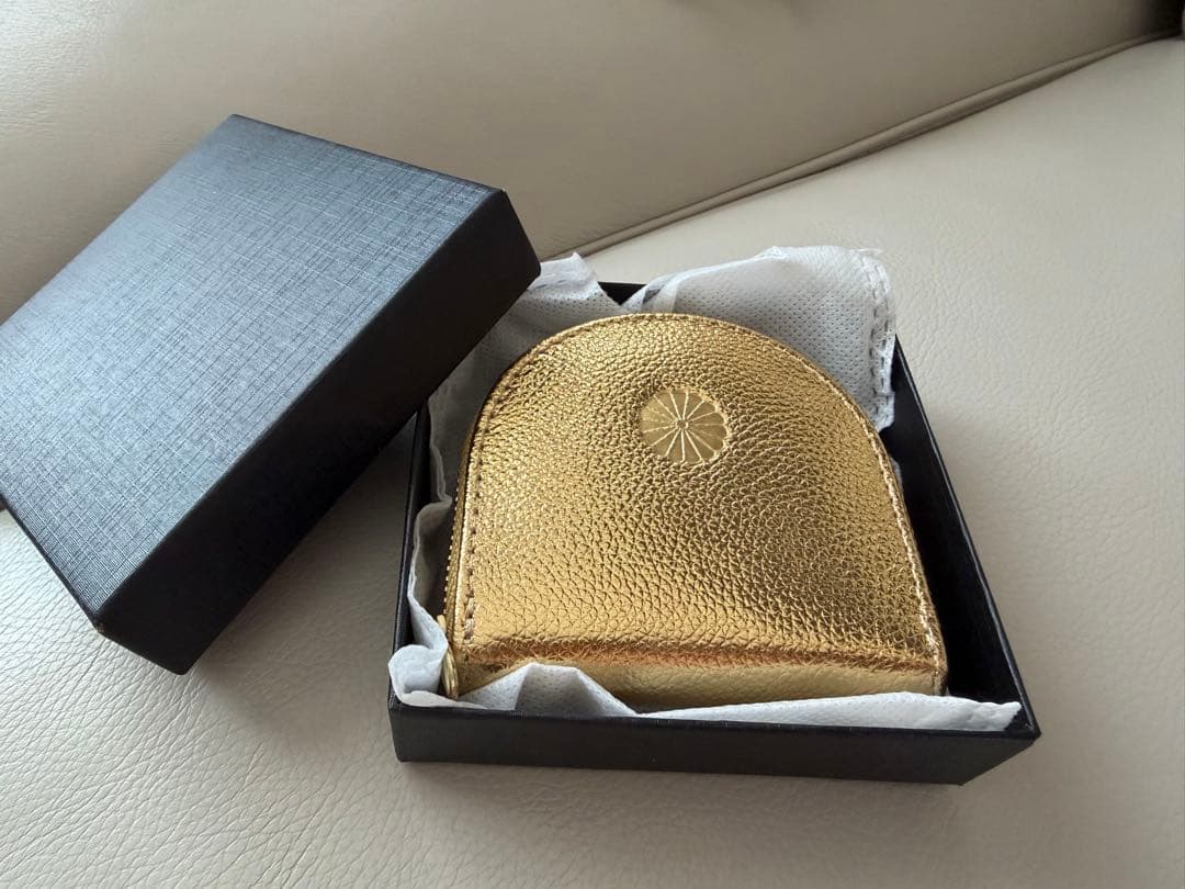 皇居財布 金色レザー小銭入れ 皇居限定 ゴールドケース