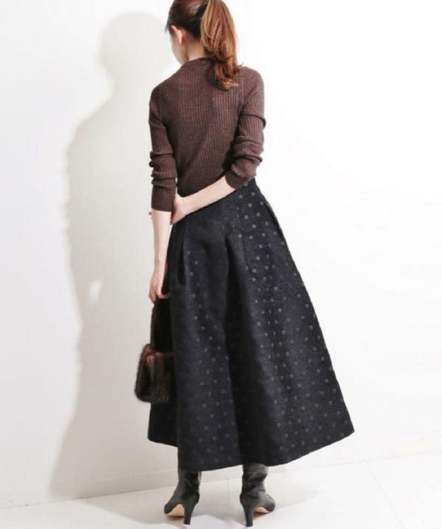 【IENA LA BOUCLE】モールドット ジャガードタックスカート