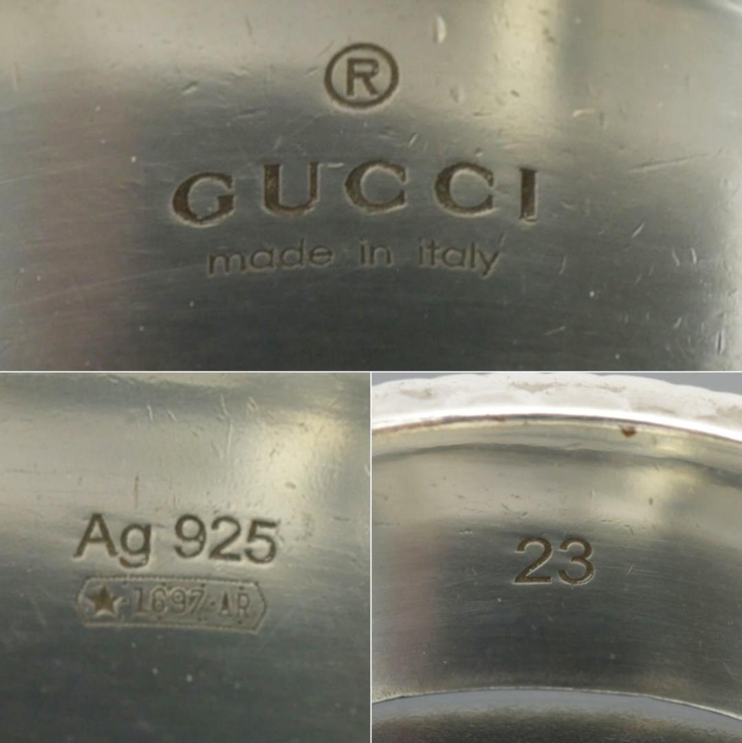 美品◇グッチ ダブルG ワイド リング 22号 SV925シルバー ブラック箱付