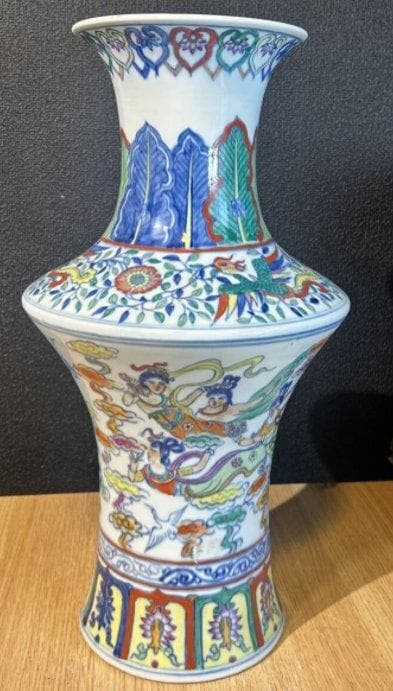 S8015　大清擁正年製　五彩　大花瓶　花瓶　花器　中国花瓶　中国古美術