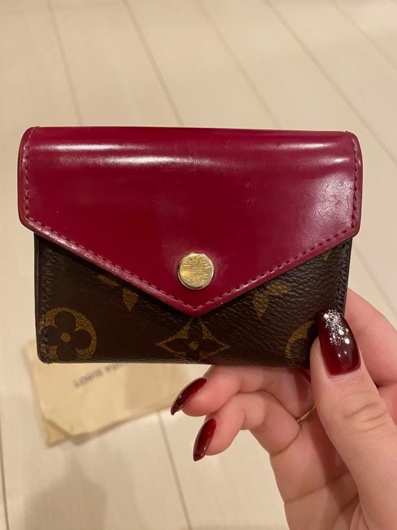 LOUIS VUITTON 三つ折り財布 ブラウン/ワインレッド