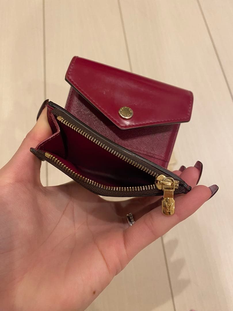 LOUIS VUITTON 三つ折り財布 ブラウン/ワインレッド