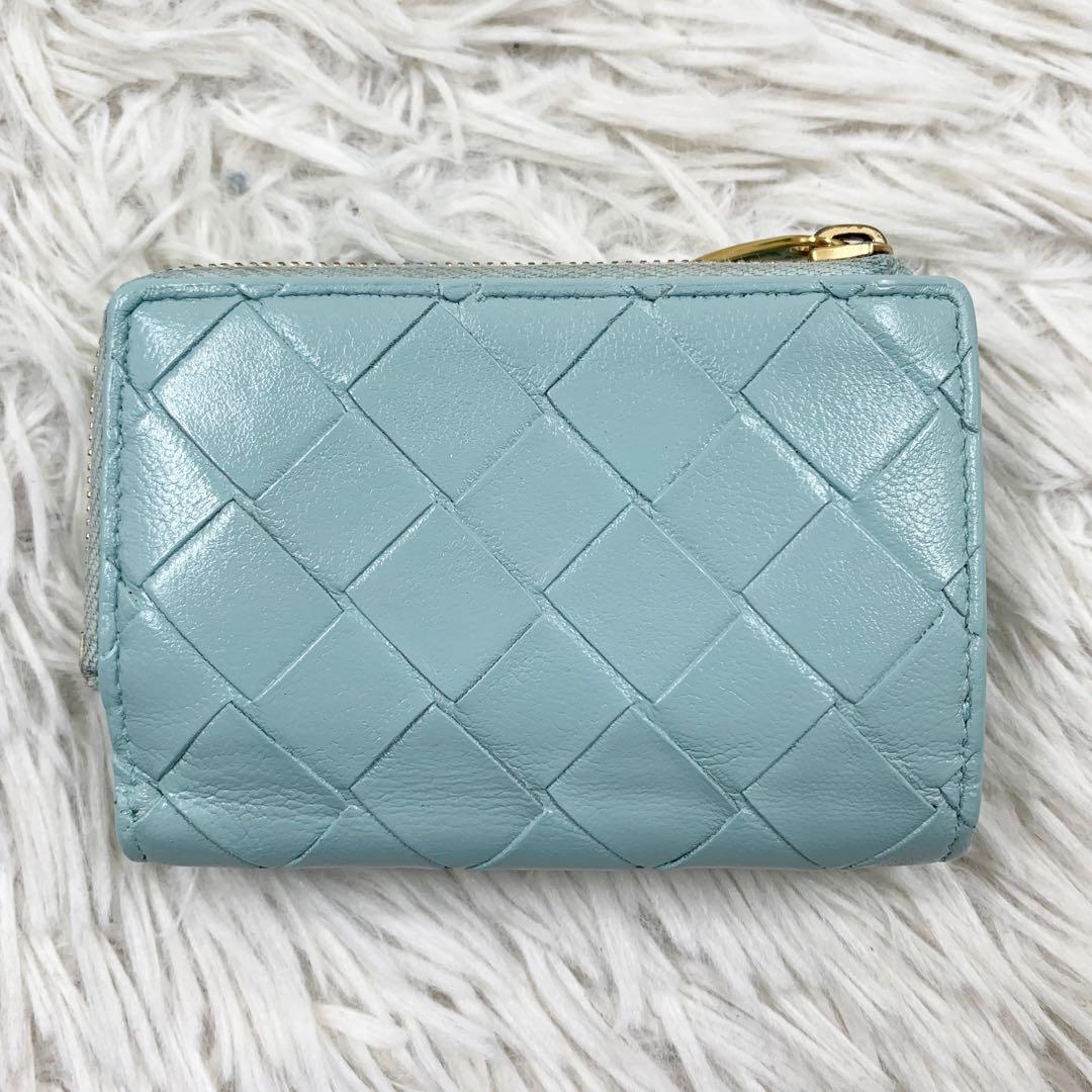【✨極美品✨】ボッテガヴェネタ イントレチャート 三つ折り財布 ターコイズブルー