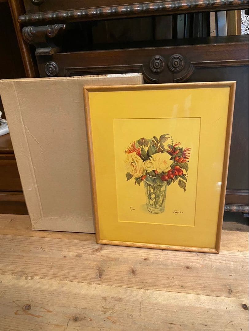 橋本不二子 リトグラフ ブーケ 薔薇 額縁 インテリアp